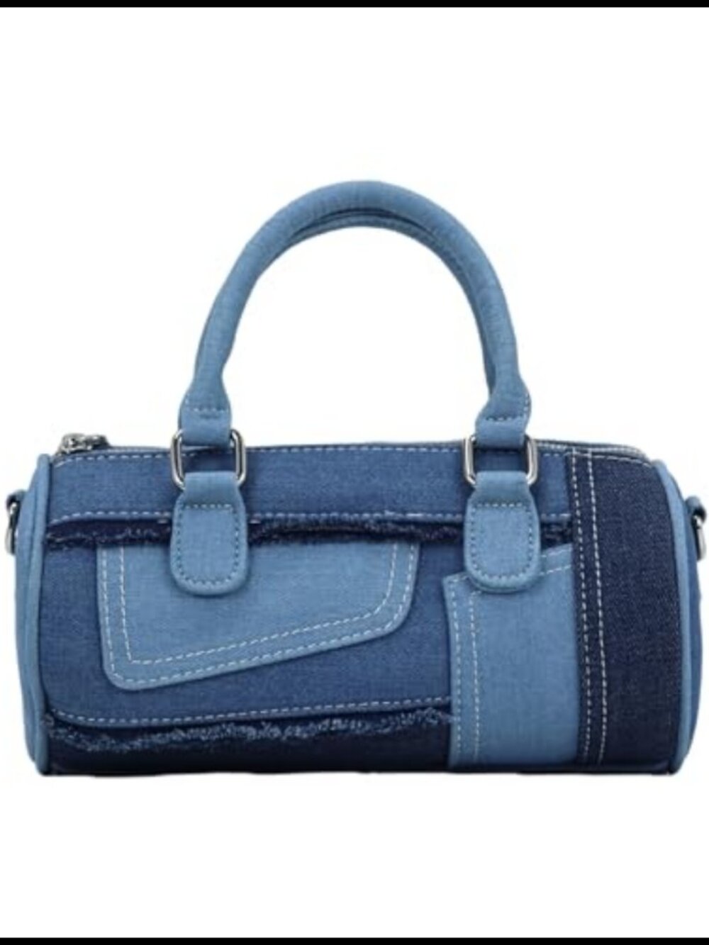 Denim Patchwork Crossbody Bag Clutch Convertible Removable Strap